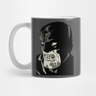 A Masked Vigilante/Superhero Grimaces In The Dark Mug